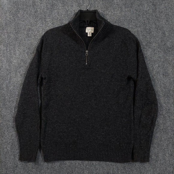 J.Crew Sweater Mens XS Charcoal Rugged Merino Half Zip Wool Blend Pullover - Picture 1 of 7